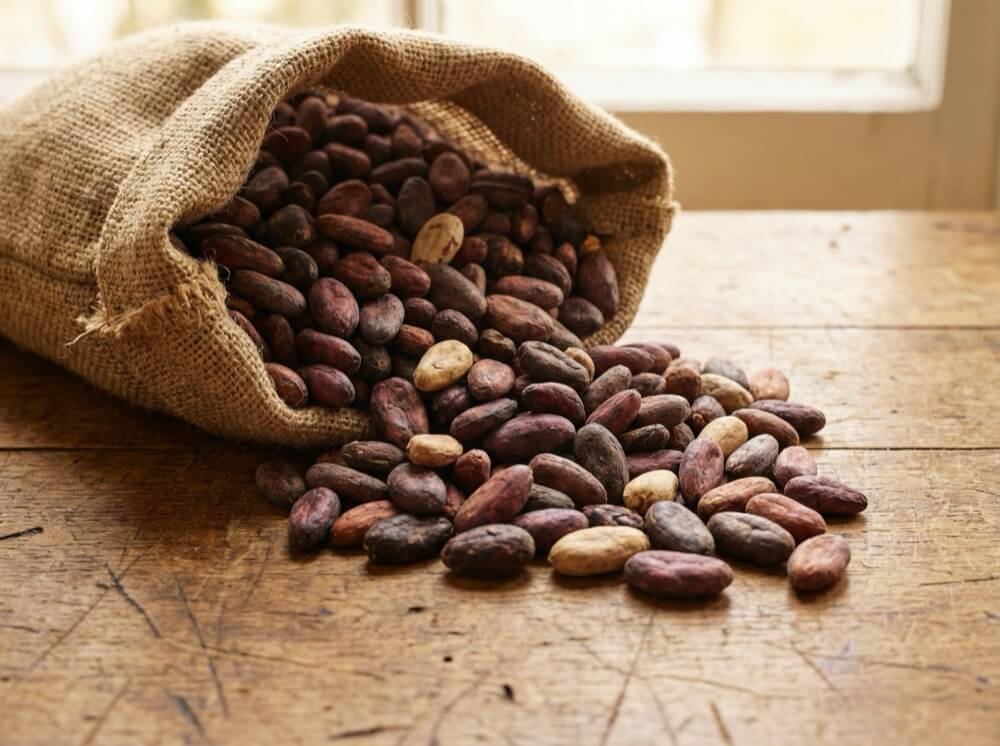 Rohe Kakaobohnen